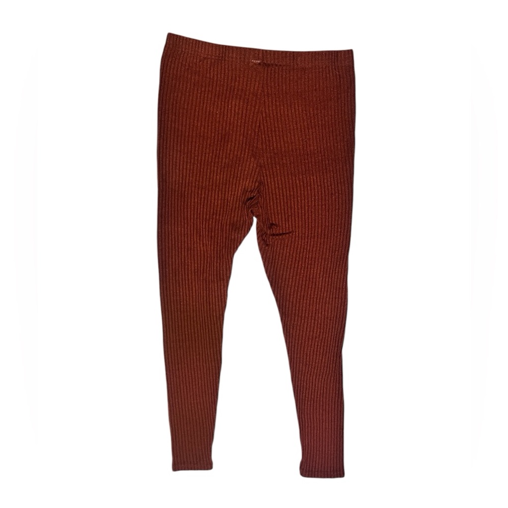 Shein Curve Burnt Orange Straight/Slim Knit Lounge Pants - Picture 4 of 4